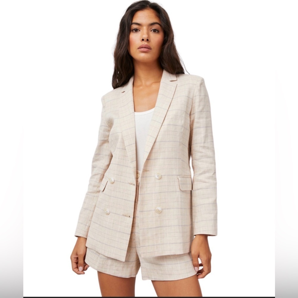 Rails Jac Blazer Jacket - Sand Check Linen Blend